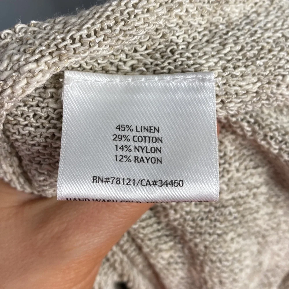 Eileen Fisher Petite Linen Green Quarter Sleeve Blouse Cardigan - Picture 7 of 7